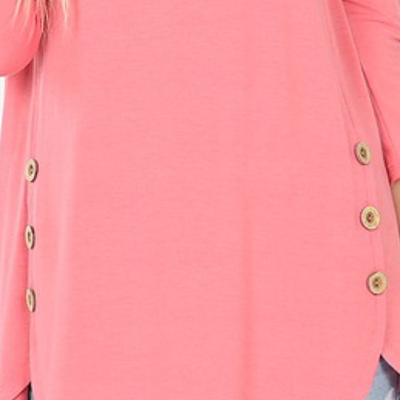 Plus Size Dusty Pink Scoop Neck 3/4 Sleeve Top - Picture 2 of 2